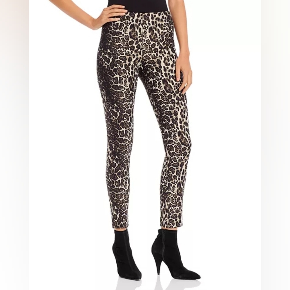 Alice + Olivia Connley Leopard-Jacquard Skinny Pants Size 4 Waist 13-14"